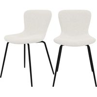 Lot de 2 chaises effet laine bouclette blanche et pieds en métal - KOKO