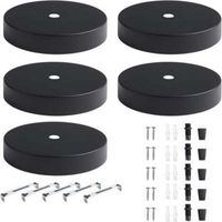 Rosone da soffitto a 5 pezzi da 10 cm, copricavo nero per lampadario, staffa di montaggio in metallo per lampadario per cucina, soggiorno, corridoio.