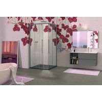 Box doccia quadrato 90x90 cm con profili in alluminio grigio opaco e finitura pannelli trasparente - Acrux