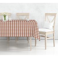 Tovaglia Plastificata Antimacchia Resinata Made In Italy Quadri Marrone - 4 Posti 140x140