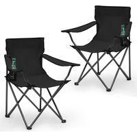 SUNULA Lot de 2 chaises de camping pliantes 100 kg avec porte-gobelet et sac de transport – Noir