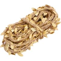 Guirlande de 10 m de feuilles artificielles en corde de chanvre tressée, idéale pour la décoration de mariage, de fêtes et d'artisanat à faire soi-même (dorée).