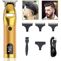 Tondeuse à cheveux ornée pour hommes, tondeuse T-Liner, tondeuse à coupe nette, tondeuse sans fil pour hommes, tondeuse de coiffeur, dorée, rechargeable par USB, T-Liner