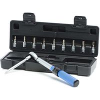 XPOtool Drehmomentschlüssel Set 11-tlg. 1/4" (6,35mm) 5-25Nm mit Umschaltknarre 9 S2 Stecknüssen, im praktischen Koffer