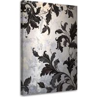 Tabelau sur Toile, Feuilles d'acanthe et de laurier noires nature végétale,80x120