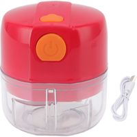 Tragbarer roter Knoblauchzerkleinerer mit Doppelklinge, USB-aufladbar, 360°-Schneidfunktion, 100 mg Fassungsvermögen, Mini-Gemüsezerkleinerer