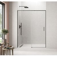 Box doccia TWENTY BLACK fisso + scorrevole sistema di chiusura automatica "soft-close" - Estensione: 165-170 cm