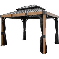 Sojag Fontana 10x12 mit Stahldach, holz / schwarz, 298 x 363 x 310 cm (L x B x H)