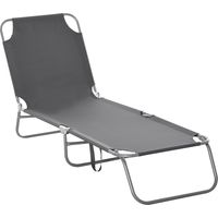 Bain de Soleil transat Pliable Dossier réglable Multipositions métal et Polyester Gris