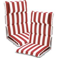 Aoodor High Back Patio Chair Cushions with Headrest, Set of 2 Flanged Outdoor Seat Cushions for Rocking Chairs, Adirondack & Dining Chairs, 120x52x6 cm-red