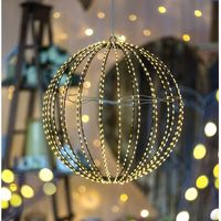 Sphère lumineuse 40CM 700 LED blanc chaud fil cuivre structure métal marron Lotti