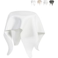 Tavolino alto rotondo di design in plexiglass trasparente Drappeggi - Bianco