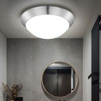 Plafoniera lampada da soffitto design lampada da soggiorno opale satinata rotonda, metallo plastica, 1x LED 12 watt 960 lumen bianco caldo, DxH 26x10 cm