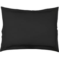 Taie d'oreiller volant plat 50 x 70 cm uni 57 fils lina + point bourdon Charbon