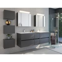 Badmöbelset Taifun 170cm 4tlg mit 2x Spiegelschrank und 3er Boxen Set grafit
