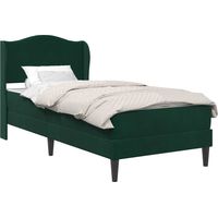 Bed Frame with Headboard Dark Green 100 x 200 cm Velvet vidaXL