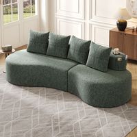 Canapé modulaire d'angle 4 places 240x109x63 cm, rembourrage en mousse haute densité,canapés de compression avec porte gobelet,tissu lin(Verte)