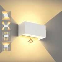 Applique murale extérieure 24 W avec détecteur de mouvement, IP65, blanc chaud 3000 K, éclairage mural LED extérieur/intérieur en aluminium,Blanc(1PC)