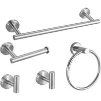 Juego de accesorios de baño de 5 piezas, toallero de acero inoxidable cepillado, kit de accesorios de baño