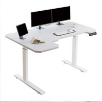 150 cm Bureau Électrique Debout en L à Double Moteur Structure en Acier Réglable en Hauteur, Blanc/Blanc