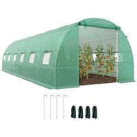 Serra da Giardino a Tunnel 8x3x2 m con Porte Avvolgibili e 12 Finestre, Serra per Orto con 4 Rinforzi Diagonali, Struttura in Acciaio e Copertura PE, per Orto Verdure Fiori Frutta, Verde