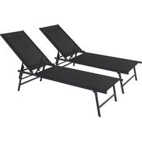Juego de 2 tumbonas metálicas "Sublima" - 180 x 54 x 104 cm - Negro