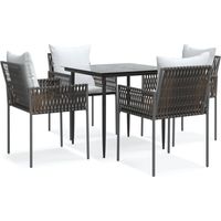 Maison Exclusive - Juego comedor jardín 5 piezas y cojines ratán