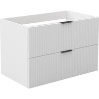 AICA Meuble de salle de bain suspendu 80 cm Blanc + 2 tiroirs, avec Poignées - sans compter vasque