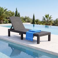 Bain de soleil -Chaise longue de jardin design imitation rotin,transat jardin exterieur, inclinable , pour piscine et terrasse, gris foncé