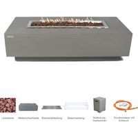 GRANVILLE Gas-Feuertisch 4-tlg. Set Glasfaserbeton 152x69x43 hellgrau