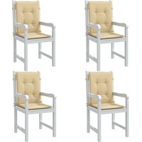 vidaXL Coussins de chaise à dossier bas lot de 4 beige mélangé tissu