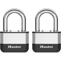 Master Lock Elite™ Cadenas innovant nouvelle génération, en acier laminé haute résistance de 67 mm - anse en acier au bore trempé de 38 mm - 2 clés - Pack de 2