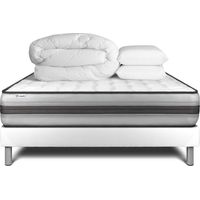 Komplettpaket Bett - Matratze 160x200 cm + Boxspringbett mit Lattenrost (im Set) + 2 Kopfkissen + Bettdecke - Vitalpower Recover