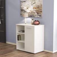 Mobiletto ingresso moderno con 1 anta battente e 3 mensole a vista di colore Bianco mod. Mark