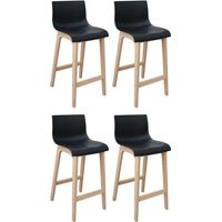 Mob-In – Lot de 4 tabourets de bar en chêne 65 cm – Assise ergonomique – Repose-pieds intégré – Style scandinave contemporain