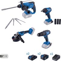 Set of 4 power tools Scheppach series 20V ixes with 4 batteries and charger.