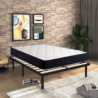 Bolli – Lit 140x200 – Ensemble sommier et matelas – Matelas 140x200x25 cm mémoire de forme – Sommier à lattes en bois avec pieds