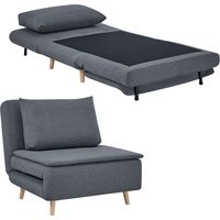 3-in-1 Schlafsessel mit Bett-Funktion, Liegesessel, verstellbare Rückenlehne, Buchenbeine, Kissen, Grau