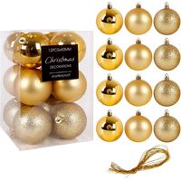 Set de 12 boules de Noël dorées - 6cm