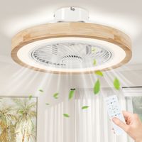 Ventilateur de plafond avec éclairage et télécommande, 6 vitesses, luminosité réglable, moteur silencieux, marron clair