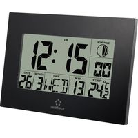 Horloge murale radiopilotée E0311R 23 cm x 16.3 cm x 2.8 cm – Affichage numérique – 2 fuseaux horaires – Alarme crescendo – Renkforce