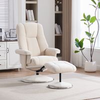 Fauteuil relax pivotant avec repose-pieds en chenille beige