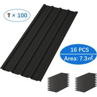 BIRCHTREE 16PCS Galvanized Metal Roof Sheets Panels Corrugated Roofing Garage Shed RSS01 Black