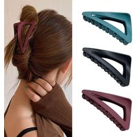 Hair Claw - Matte Triangle Plastic Hair Clip - Non-Slip Teeth Design for Thick or Thin Hair - Black Blue Purple Set of 3