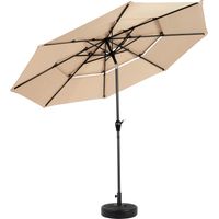 Parapluie de terrasse 10 pieds, Cadre en aluminium – Anti-UV, imperméable, inclinaison réglable – Triple couche respirante (Sans socle)
