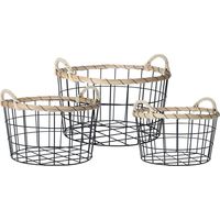 3er Set Dekokörbe, aus Metall, oval - Home Styling Collection
