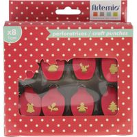 Artemio – 8 Mini perforatrici Kit di Natale, plastica, Multicolore