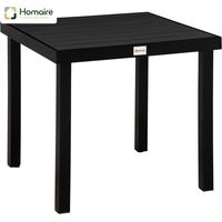 Table de jardin extérieure 78x78x74cm avec plateau en plastique effet bois et cadre en aluminium epoxy HOMAIRE