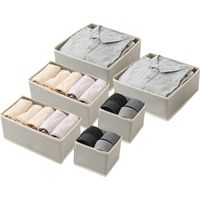 Boîtes de rangement pliables en tissu, lot de 6, pour sous-vêtements et chaussettes