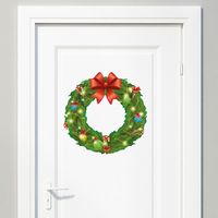 Sticker Noël la couronne - Autocollants stickers adhésifs noël - décoration fêtes - 120x120cm
